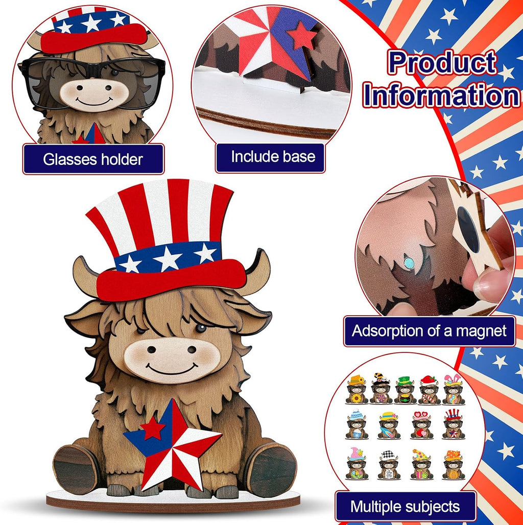 27 Pcs Interchangeable Highland Cow Sign Seasonal Holiday Decor Gifts