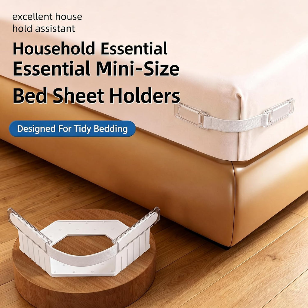 Bed Sheet Corner Holders with Snap‑Lock & Elastic, Fits Various Mattresses