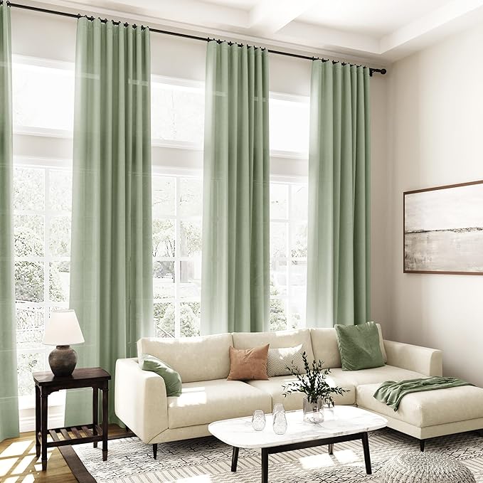 Light Sage Linen Curtains 108 Inches Long - Image 7