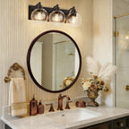 IZORRO Bathroom Light Fixtures, 3-Light Oil Rubbed Bronze Vanity Light, Modern Wall Sconces with Globe Clear Glass Shade, Vanity Lighting Fixtures Over Mirror,E26 Bulb Socket