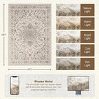 8x10 Area Rugs for Living Room: Washable Rug Soft Vintage Distressed Floral - Image 2