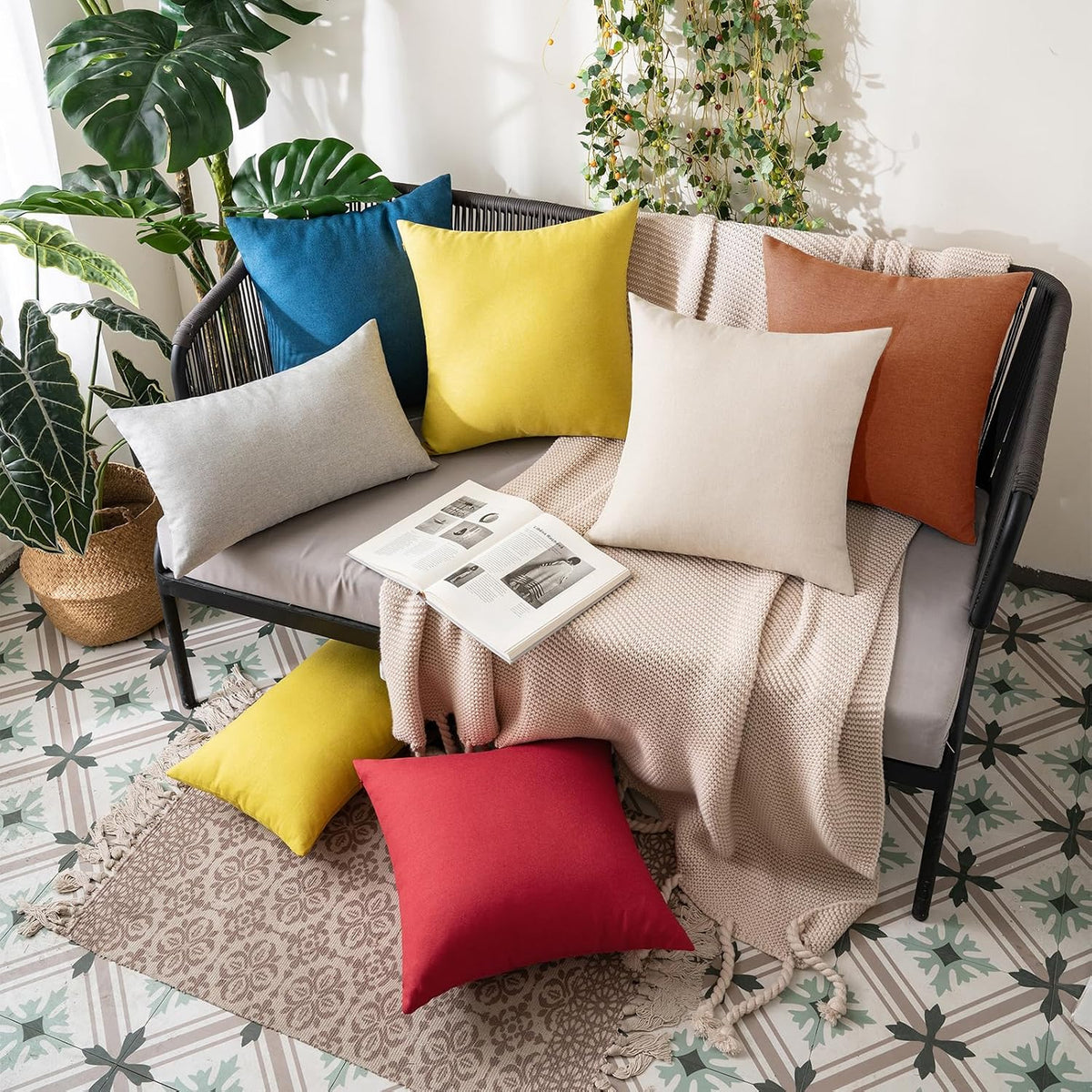MIULEE Decorative Outdoor Pillow Covers Fall 18x18 Rust