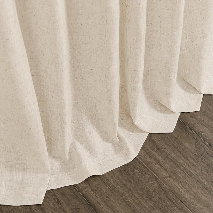 Cream Beige Linen 112 Inch Curtains - Image 9