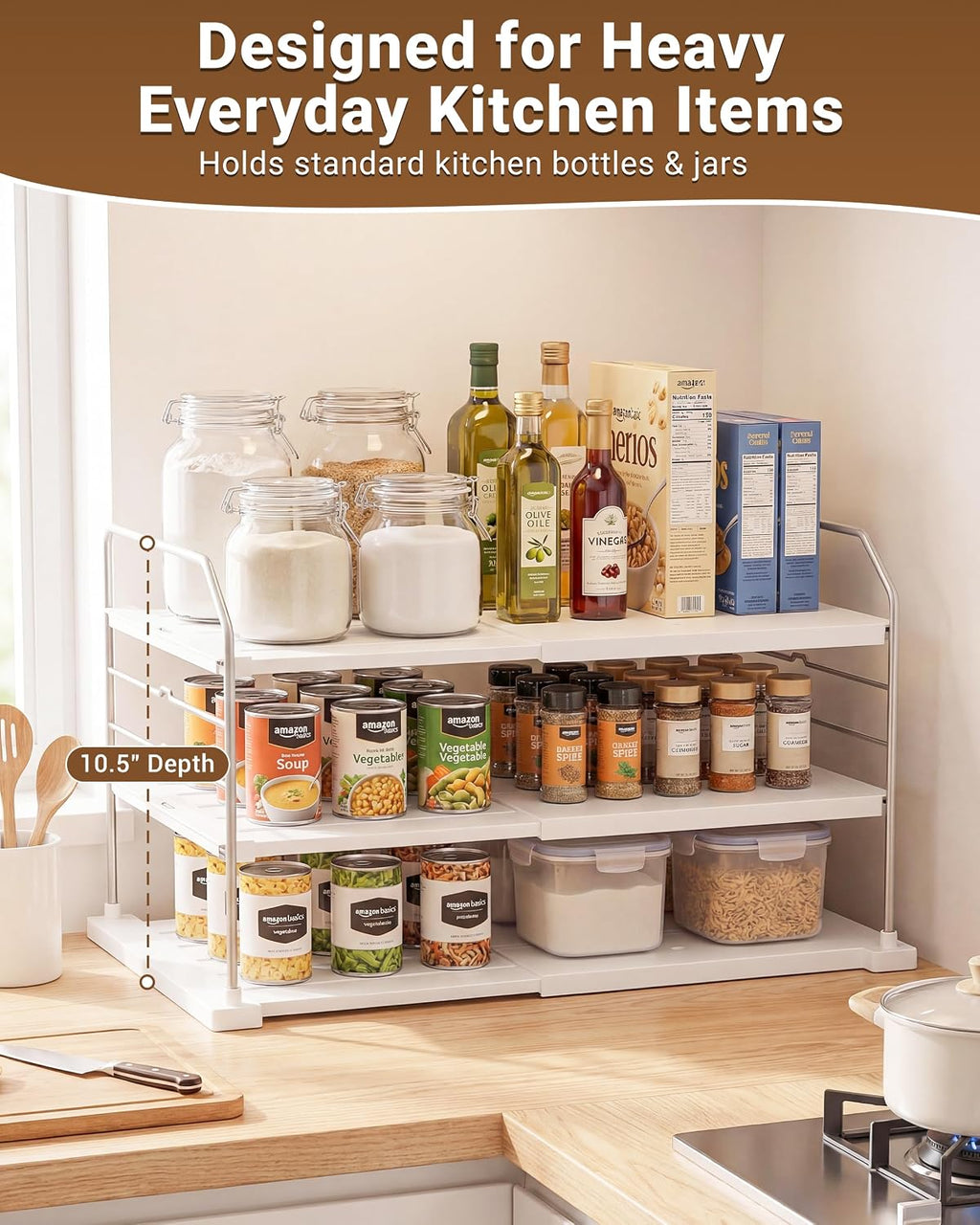EVERIE 3-Tier Cabinet Organizer, Expandable Shelf for Foil & Wrap Boxes