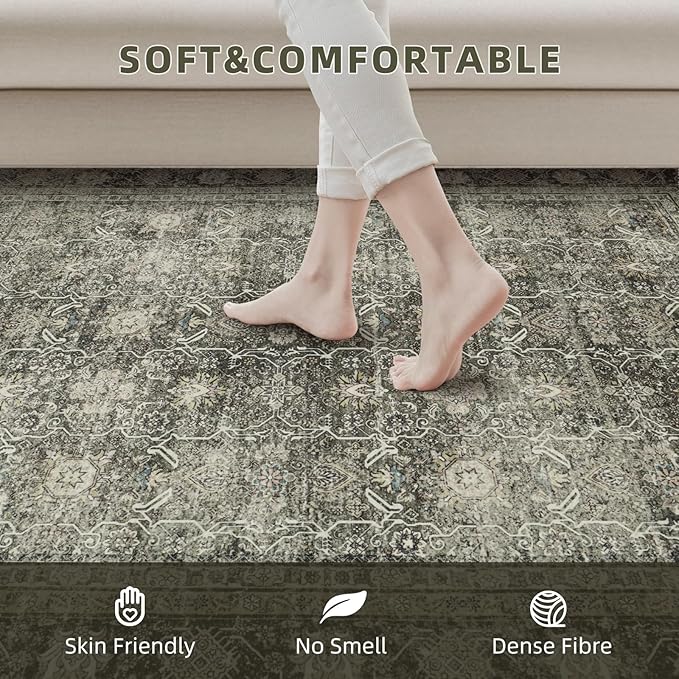 Washable Rugs 8x10 Area Rugs for Living Room- Vintage Rugs for Bedroom - Image 5