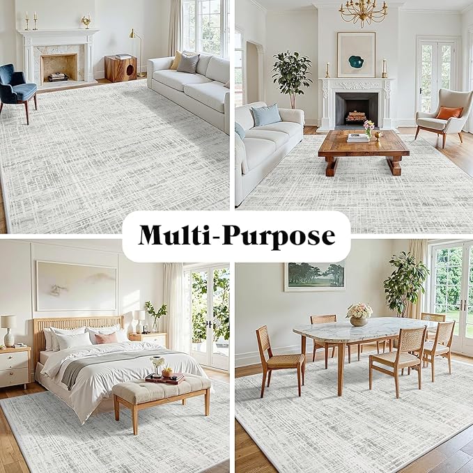 10x12 Area Rugs Washable Rug: Anti-Skid Abstract Modern Living Room Rug Soft - Image 3