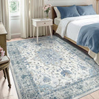 Area Rugs 5'x7' Washable Non-Slip, Floral Vintage Distress Print Pattern - Image 3