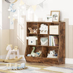 HOOBRO Kids Bookshelf, Toy Storage Cabinet, Kids Toy Organizer, 8 Cubicles, Bookcase Footboard, Bookshelf for Kids, for Playroom, Bedroom, Nursery, School, Rustic Brown FG35CW01G1