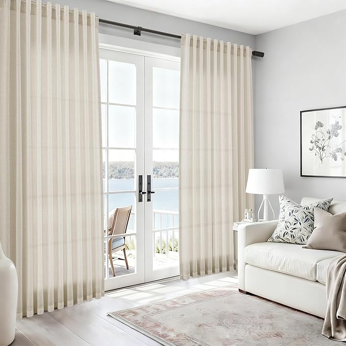 Nanspring Vanilla Linen Curtains 102 Inches Long - Image 6