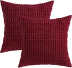 MIULEE Pack of 2 Burgundy Corduroy Decorative Pillow Covers 20x20 Inch Soft - Image 6