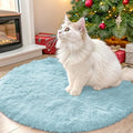 OLANLY Light Blue Round Rugs for Bedroom by OLANLY