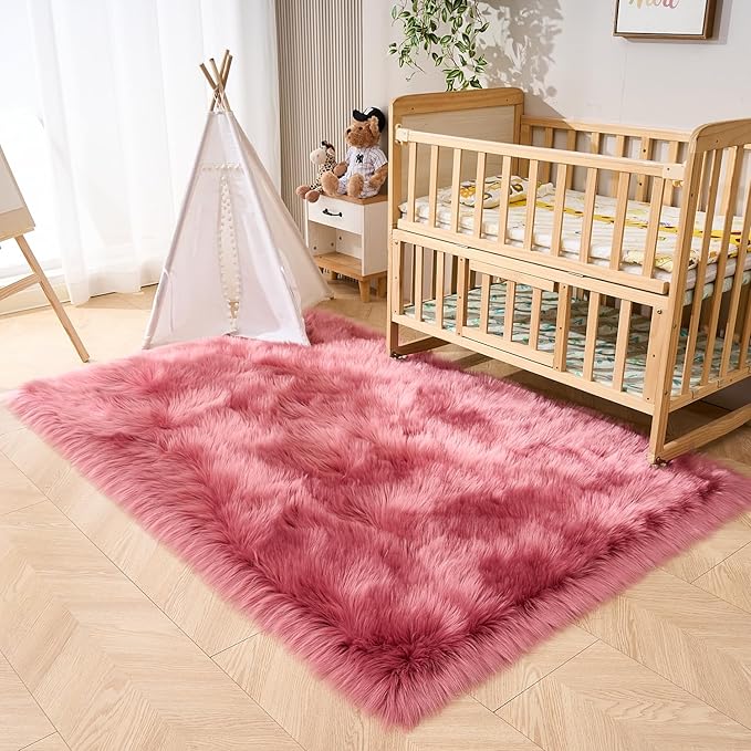 EasyJoy Ultra Soft Fluffy Shaggy Area Rug Faux Fur Rug Chair Cover Seat Pad - Image 7