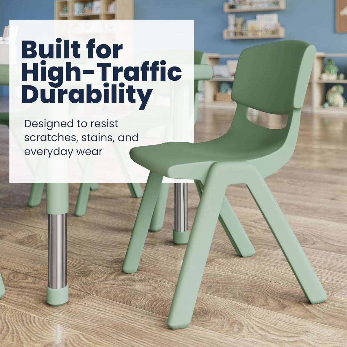 Flash Furniture Stackable Plastic School Chair, Sage, Set of 10