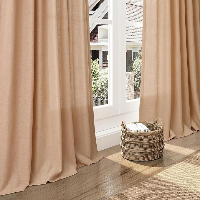 Nanspring Camel Linen Curtains for Living Room Extra Long 112 Inches Long Back - Image 5