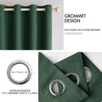 MIULEE Linen Curtains for Bedroom 100% Blackout Thermal Insulated Emerald Green - Image 4