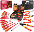 18-Piece Insulated Electrician Tool Set, VDE 1000V Insulated Screwdrivers, Voltage Tester, Long Nose, Diagonal Cutting and Water Pump Pliers for Electrical Work, Home Repair and Maintenance
