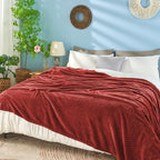 inhand Red Fleece Twin Blanket, Super Soft Flannel Cozy Blankets - Image 4