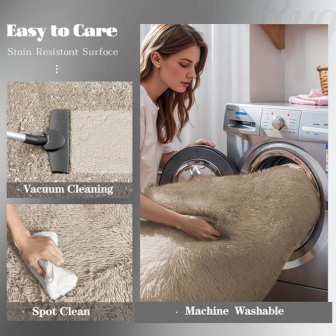 2x6 Runner Rug for Bedroom: Fluffy Shag Soft Washable Rugs Small Fuzzy Plush - Image 4