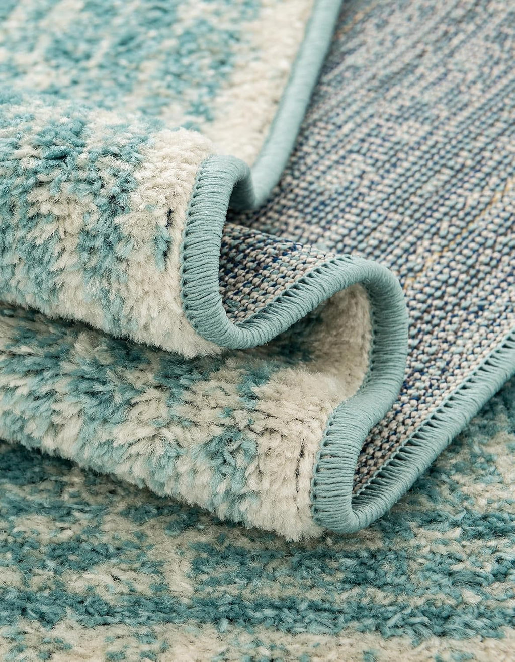Unique Loom Bromley Collection Area Rug - Wells (3' 1" Round Aqua/Ivory)