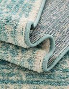 Unique Loom Bromley Collection Area Rug - Wells (3' 1" Round Aqua/Ivory)