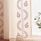 jinchan Belrose Linen Curtains for Bedroom Floral Curtains 84 Inch Length Linen - Image 9