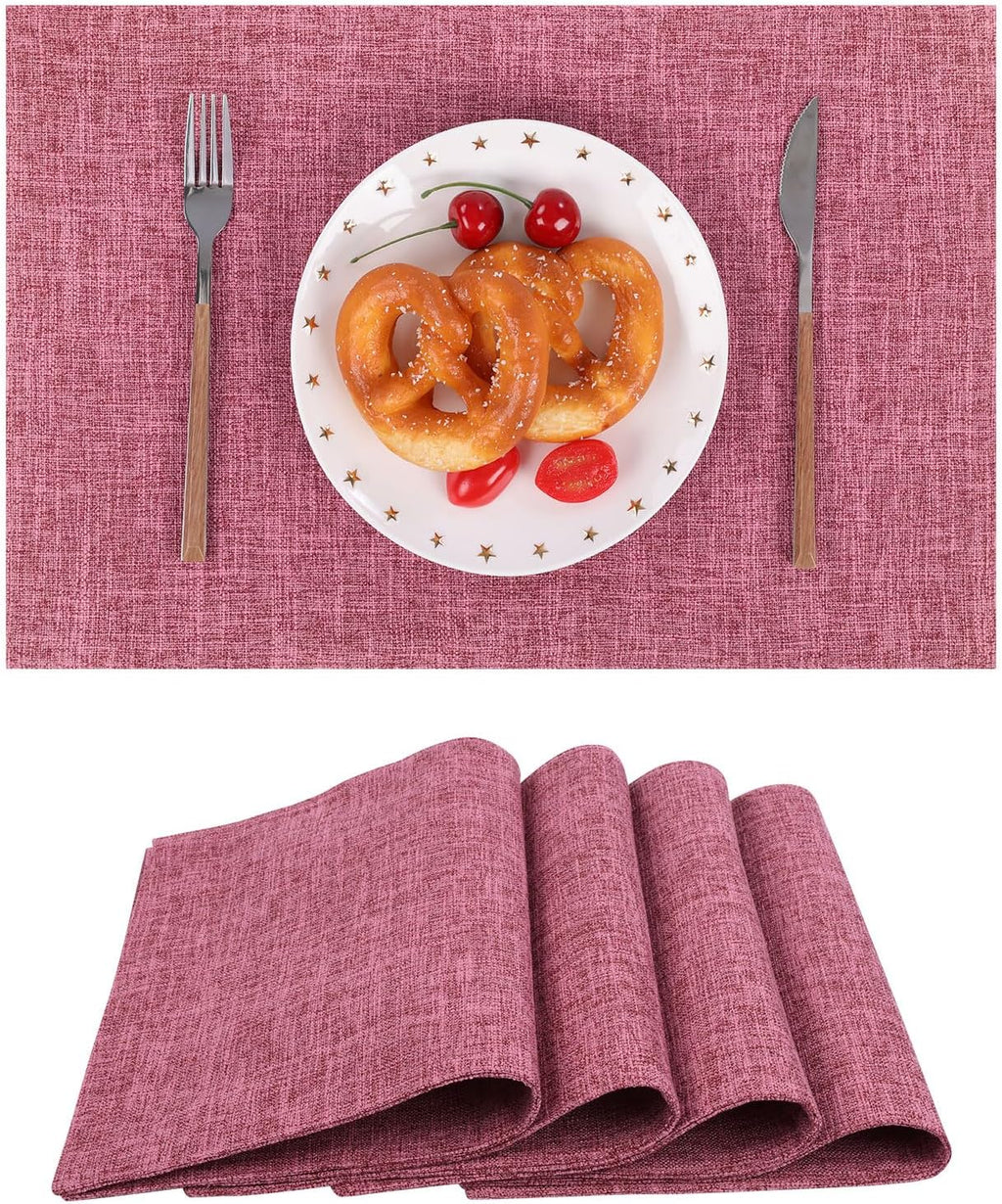 SHACOS Fabric Placemats Set of 4 Place Mats Machine Washable, Hot Pink