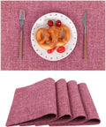 SHACOS Fabric Placemats Set of 4 Place Mats Machine Washable, Hot Pink