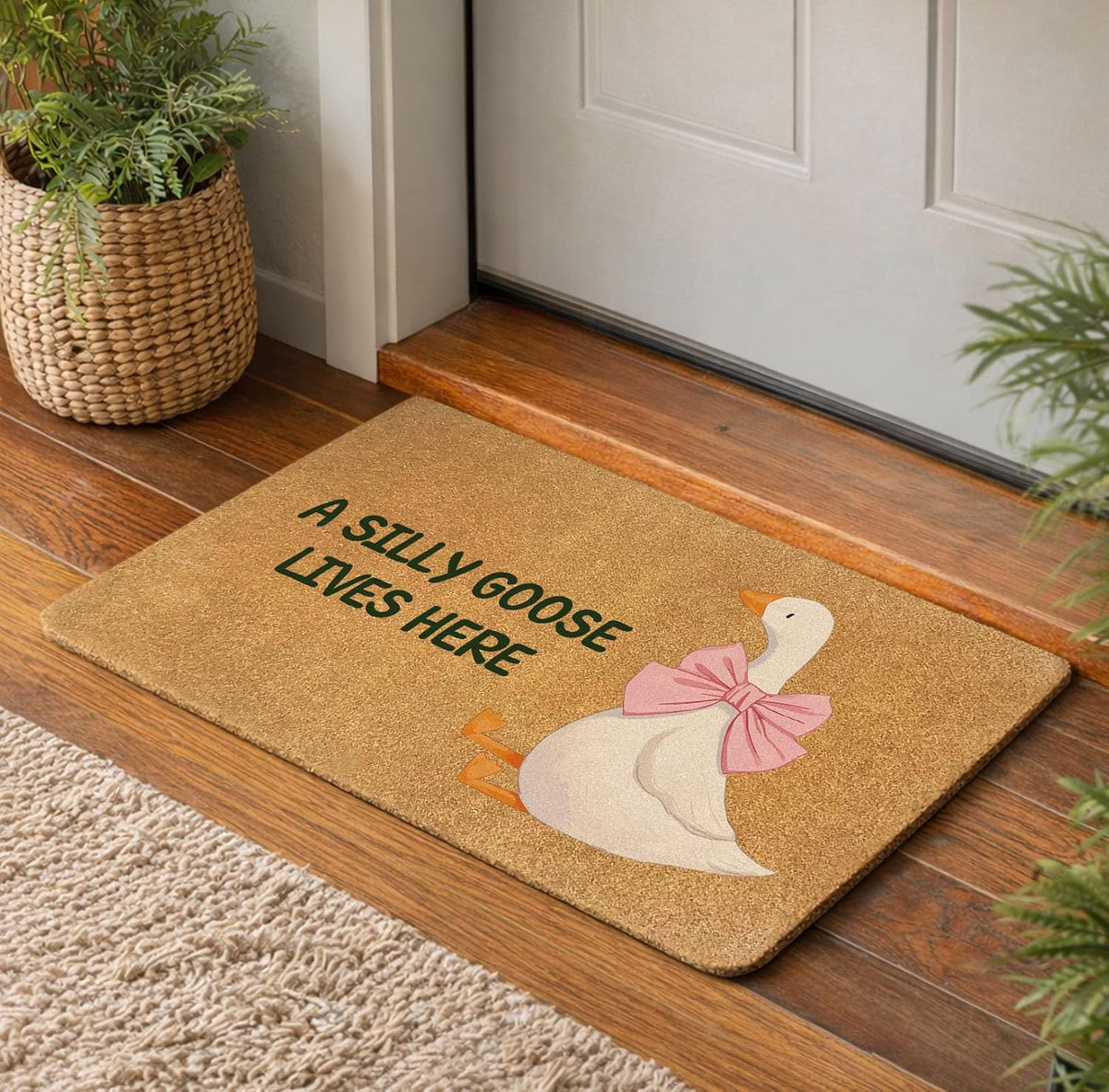 A Silly Goose Lives Here Door Mat