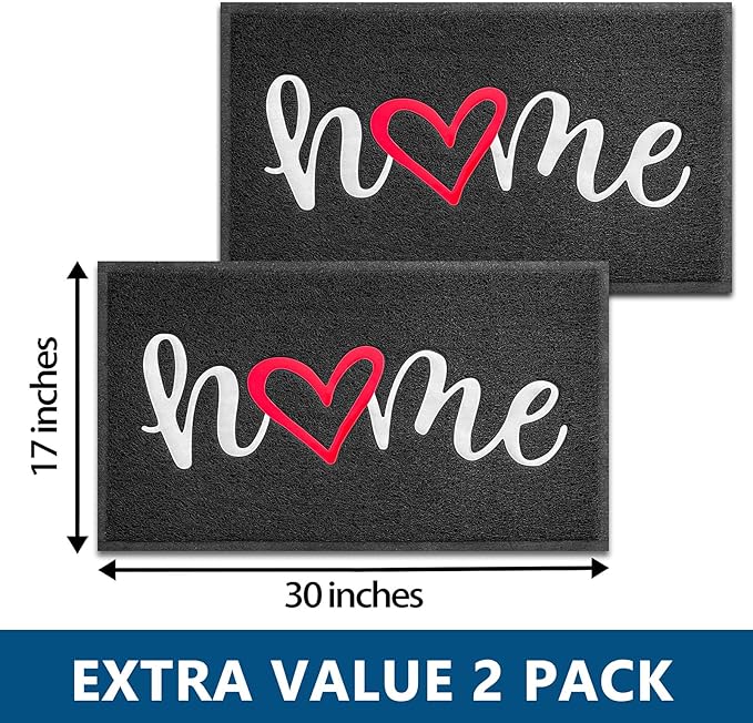 EARTHALL Door Mat 2-Pack Outside Inside Home Doormat 30"x17.5" Durable Floor - Image 2