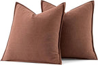 MIULEE Decorative Linen Euro Sham Pillow Covers 24x24 Rust Red Boho Farmhouse - Image 7