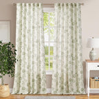 jinchan Linen Curtains Floral Curtains 96 Inch Length - Image 2