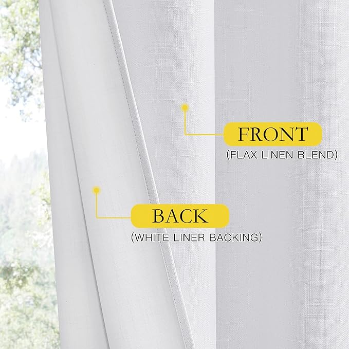 NICETOWN 100% Absolutely Blackout Linen Curtains - Image 6
