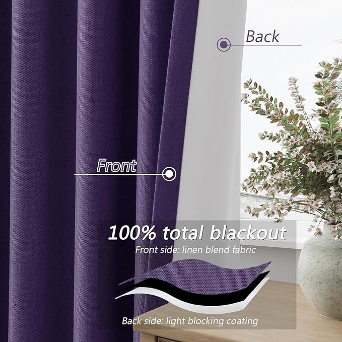 Guken 100% Blackout Curtains 84 Inch Length 2 Panels Set - Image 4