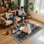 Area Rugs 4'x6' Washable Non-Slip, Floral Vintage Distress Print Pattern - Image 4