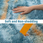 Soft Runner Rugs for Bedroom Hallways, 2x6 Abstract Blue Fluffy Shag Throw Area - Image 7