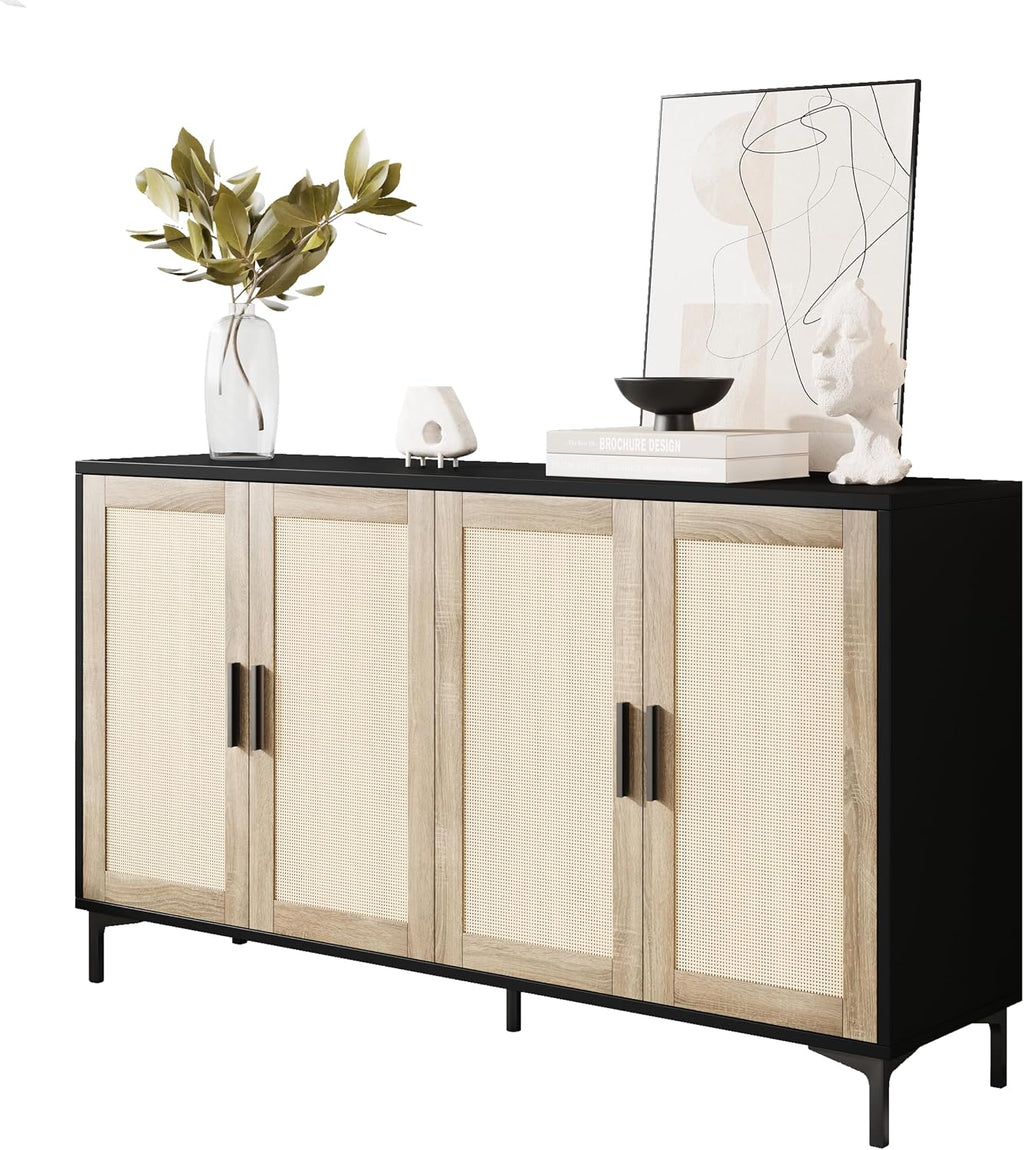 JASIWAY Sideboard Buffet Cabinet with Storage, 48" Rattan Coffee Bar