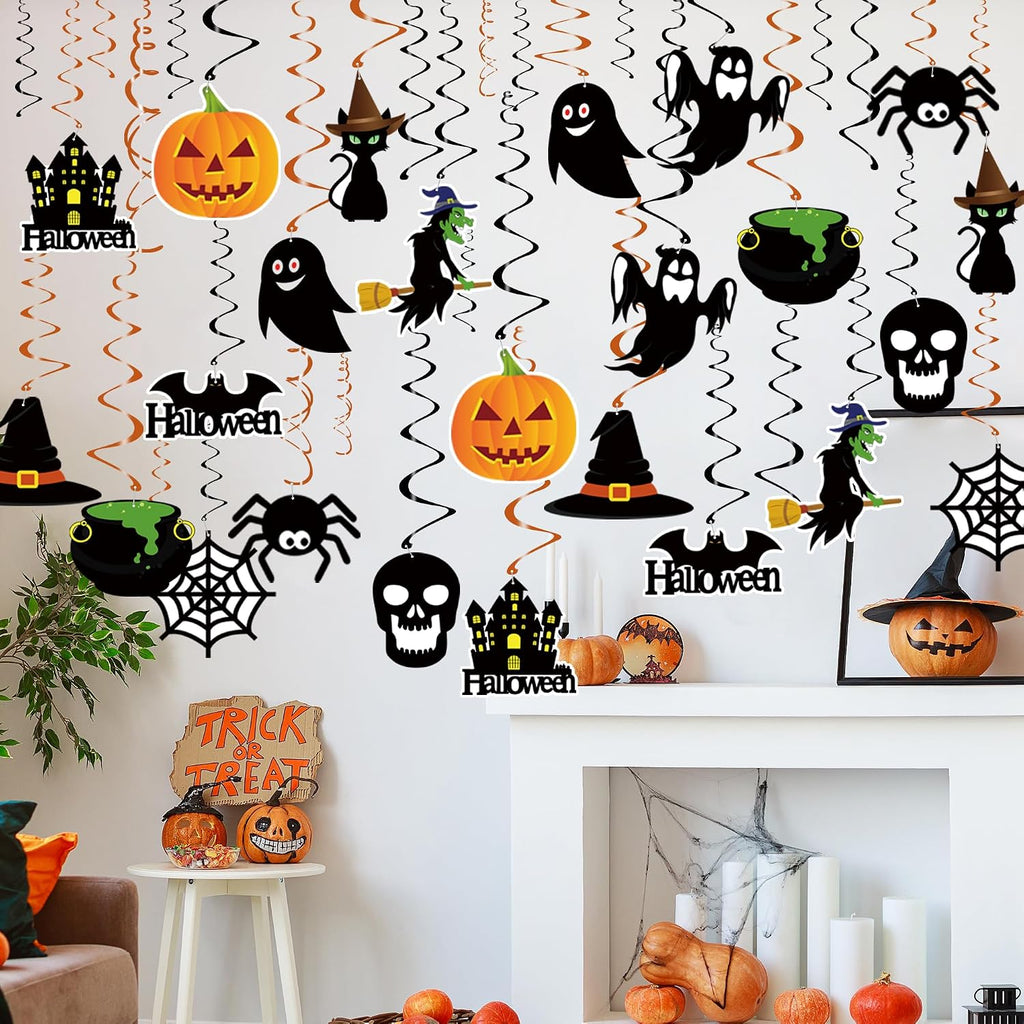 Tifeson Halloween Decorations Hanging Swirl - 36 PCS Hanging Halloween Ceiling Streamers - Large Size Ghost Pumpkin Witches Swirls for Home Indoor Outdoor Party Office Decor Supplies