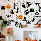 Tifeson Halloween Decorations Hanging Swirl - 36 PCS Hanging Halloween Ceiling Streamers - Large Size Ghost Pumpkin Witches Swirls for Home Indoor Outdoor Party Office Decor Supplies