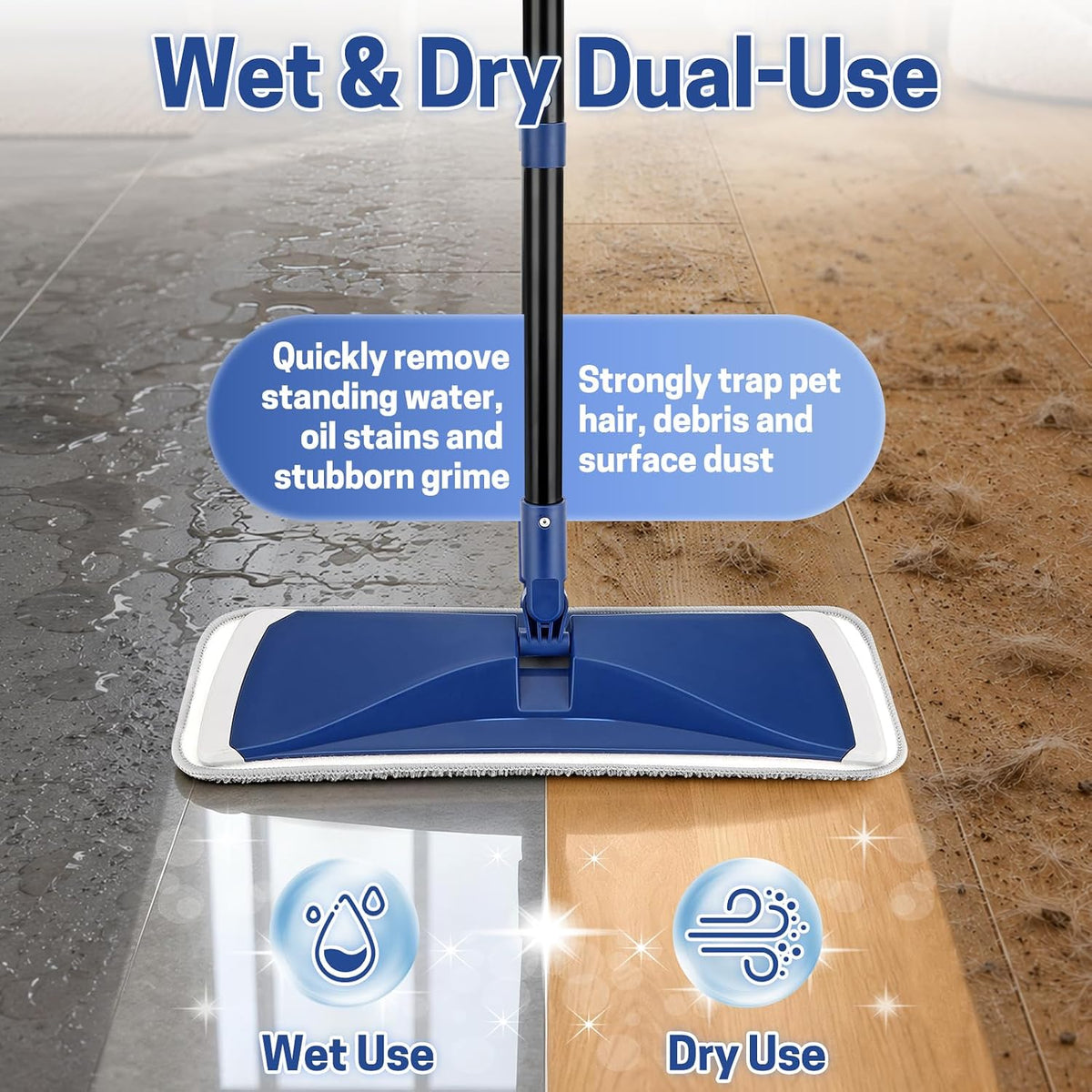 BUVE Microfiber Flat Mop for Hardwood Floors Cleaning