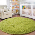 4'x4' Grass Green Round Rug for Bedroom, Ultra Soft Fluffy Circle Rug for Kids - Image 6