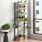 Kalrin Over-The-Toilet Storage Rack, 4-Tier Bathroom Organizer Shelf Over Toilet with Adjustable Shelf and Basket, Freestanding Space Saver Bathroom Shelves Above Toilet for Room (Gray- White)