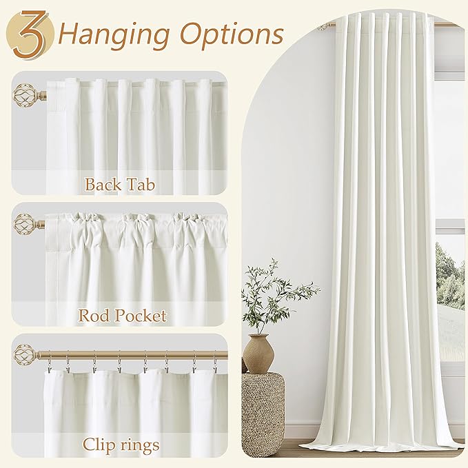 Guken Ivory Linen 100% Blackout Curtains 84 Inch Length 2 Panels Set - Image 6