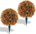 Yangrass 23" Artificial Boxwood Topiary Shrubs Set of 2 with Ground Spike