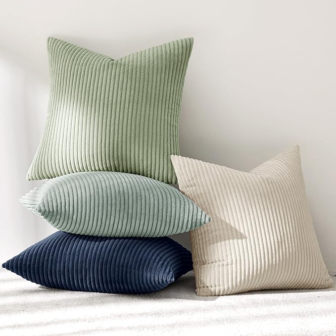 MIULEE Boho Farmhouse Muted Teal Throw Pillow Covers 18x18 Inch Set of 4 - Image 6