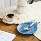 Ceramic Spoon Rest, 7.48 Inches Spoon Holder for Kitchen Counter, Kitchen Accessories, Dishwasher Safe, Dark Blue