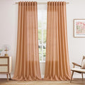 Peach Quartz Linen Curtains 102 Inch Length 2 Panels Back Tab Rod Pocket Semi by Nanspring