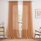 Nanspring Peach Quartz Linen Curtains 108 Inch Length 2 Panel Set Back Tab Loop by Nanspring