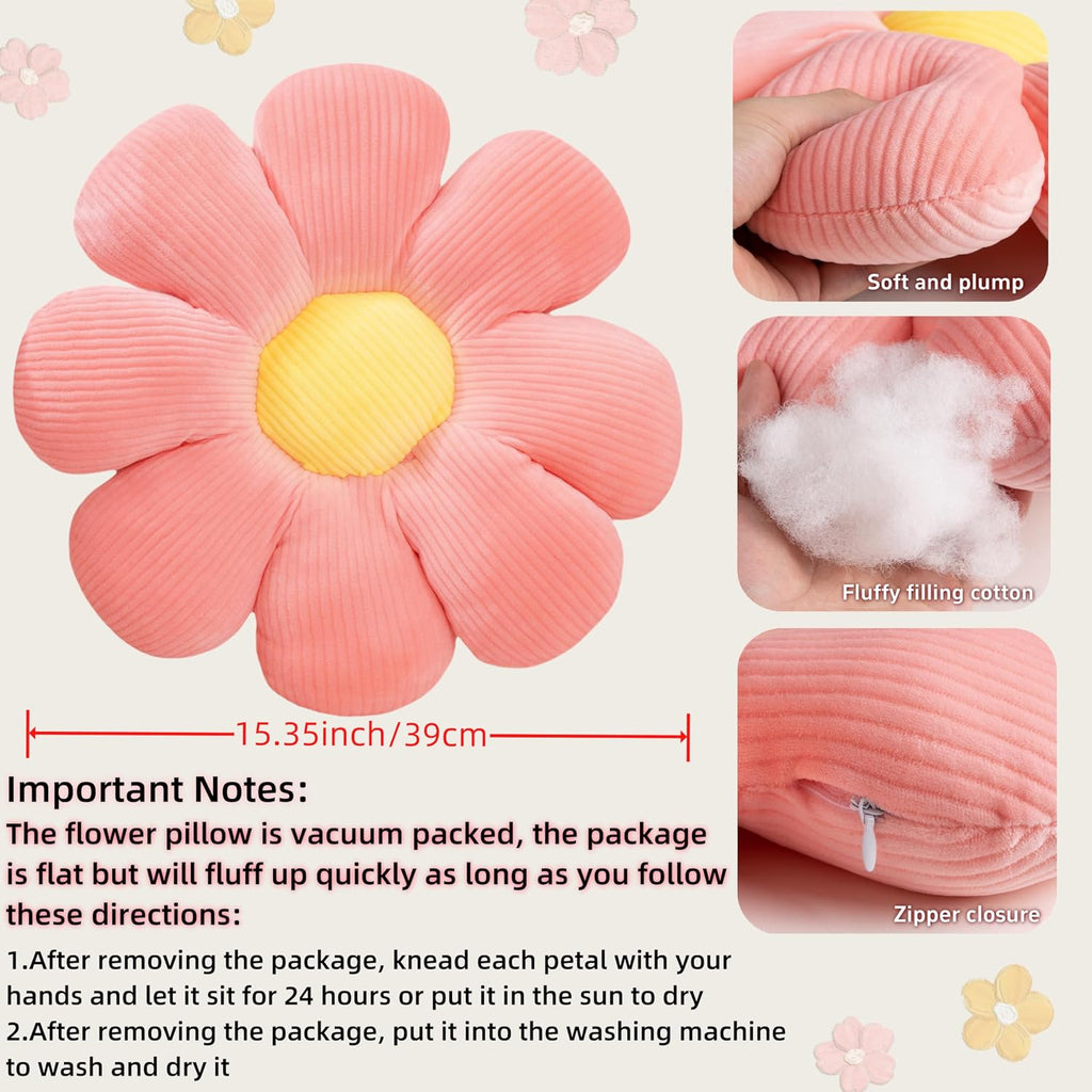 2 Pcs Flower Pillow Decorative Throw Pillows Set for Preppy Room Dorm Decor