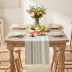 Artoid Mode Dark Grey Farmhouse Stripe Braided Table Runner 12x72 Inch