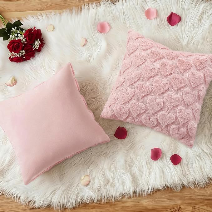 decorUhome Valentine’s Day Soft Plush Throw Pillow Covers 20x20 Inch Set of 2 - Image 4